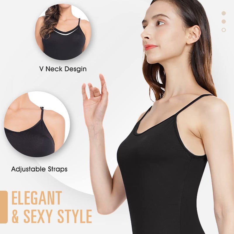 MANCYFIT Long Slips for Under Dresses Full Length Adjustable Spaghetti Strap Nightgown (Black, X-Large(US 16-18)) - Image 3